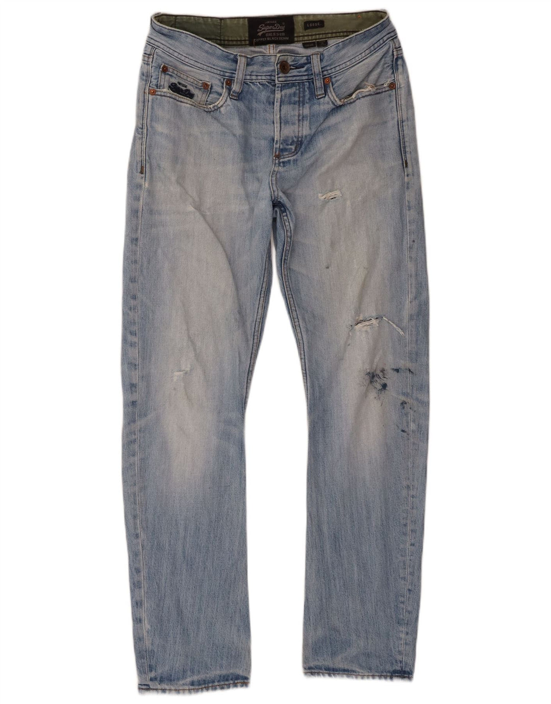 Blugi largi învechiți pentru bărbați Superdry W30 L30 bumbac albastru