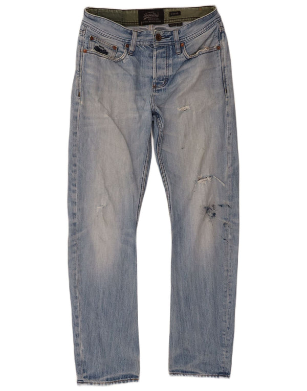 Blugi largi învechiți pentru bărbați Superdry W30 L30 bumbac albastru
