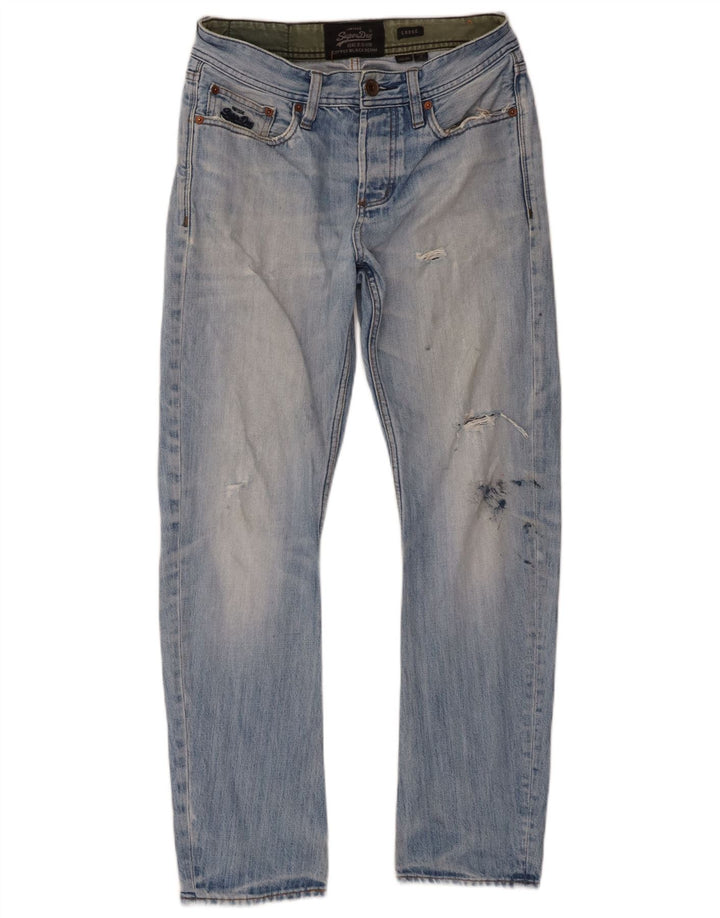Blugi largi învechiți pentru bărbați Superdry W30 L30 bumbac albastru