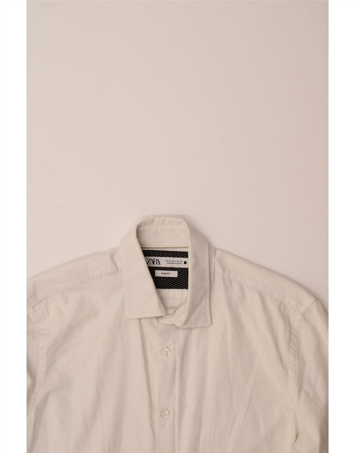 ZARA Mens Slim Fit Shirt Medium White Vintage Zara and Second-Hand Zara from Messina Hembry 