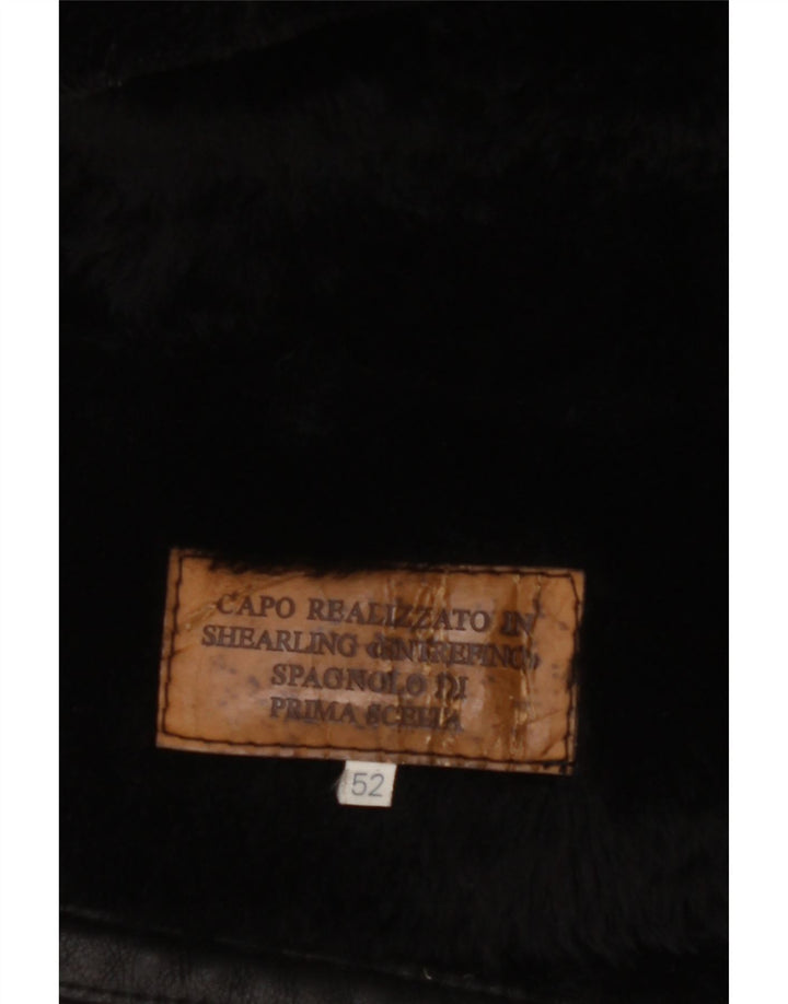 Pardesiu din shearling pentru bărbați VINTAGE IT 52 XL negru din shearling
