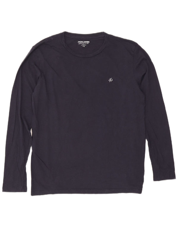 Jack & Jones Top pentru bărbați cu mânecă lungă mare, albastru bleumarin, bumbac
