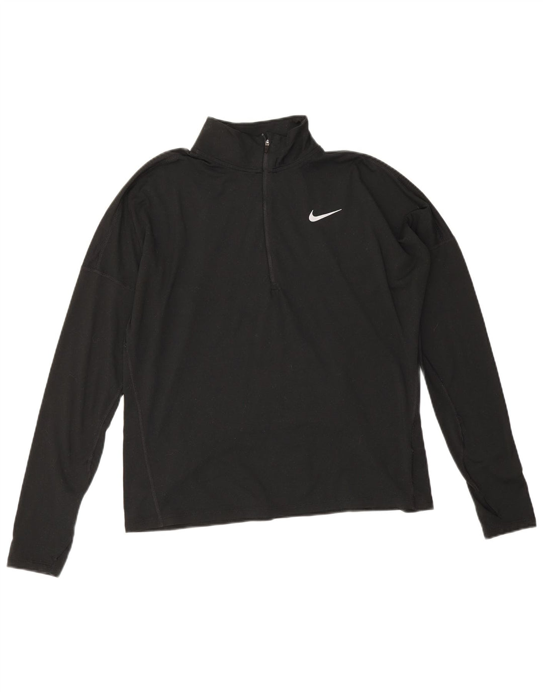 Top de trening Nike Dri Fit Zip Neck Pullover pentru femei UK 14 Medium Black