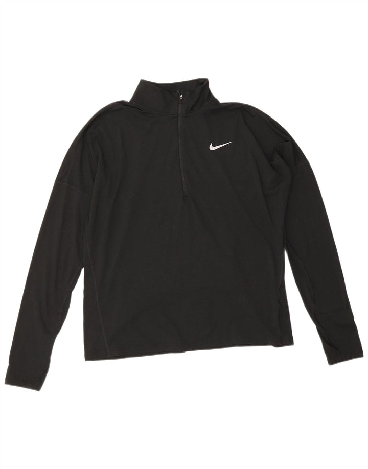 Top de trening Nike Dri Fit Zip Neck Pullover pentru femei UK 14 Medium Black