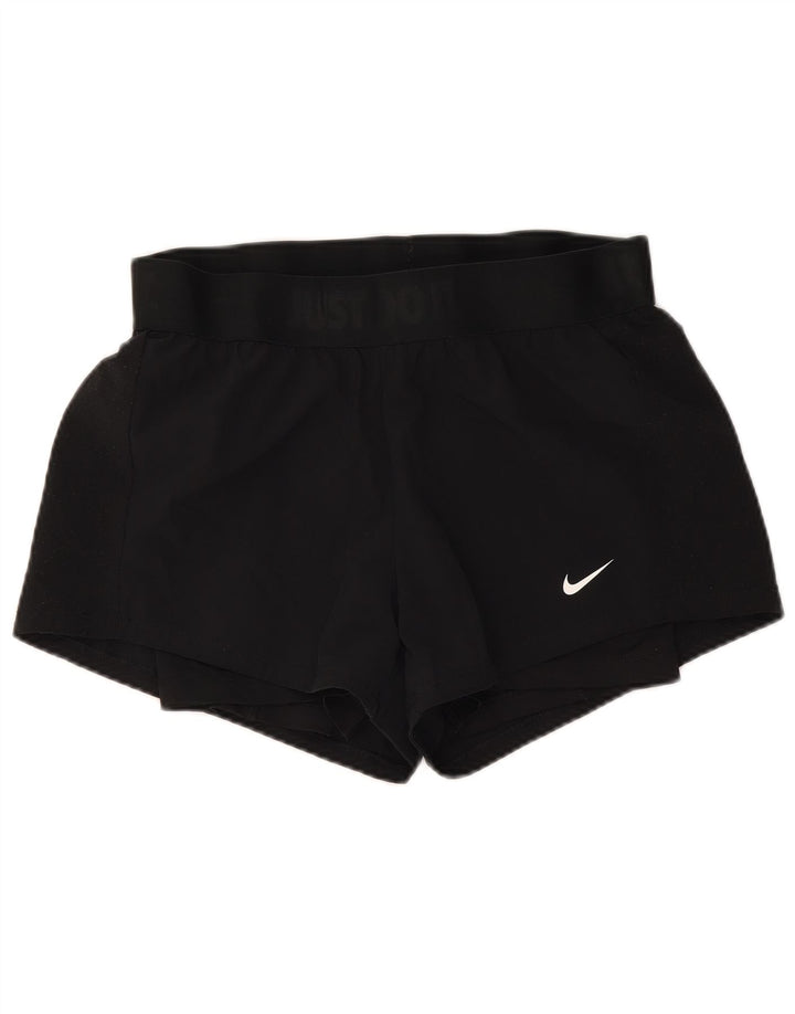 Pantaloni scurți sport Nike Dri Fit pentru femei UK 10, poliester negru mic