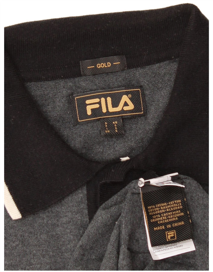 Tricou polo Fila pentru bărbați, bumbac color bloc, gri mic