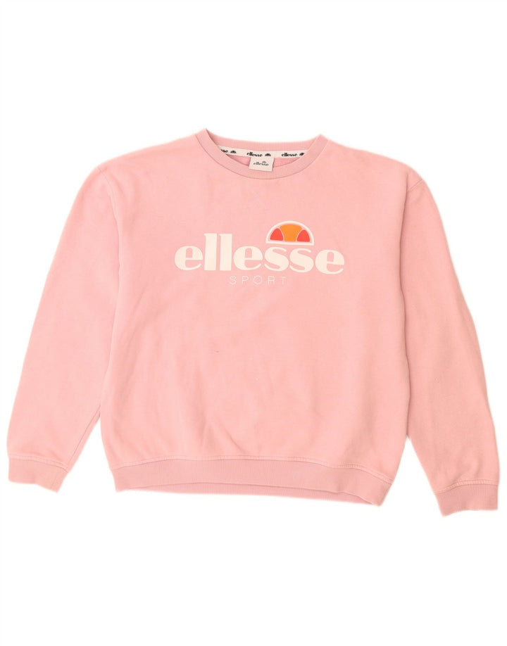 ELLESSE Pulover cu grafic pentru femei UK 12 Bumbac roz mediu