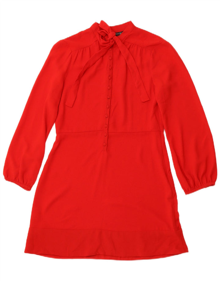 Rochie A-Line cu mânecă lungă ZARA UK 12 Poliester roșu mediu