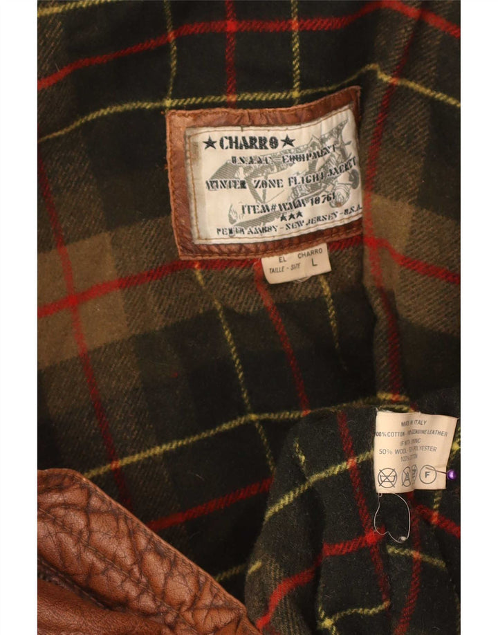Jachetă din piele cu glugă pentru bărbați Charro UK 40, mare, maro, din piele color bloc