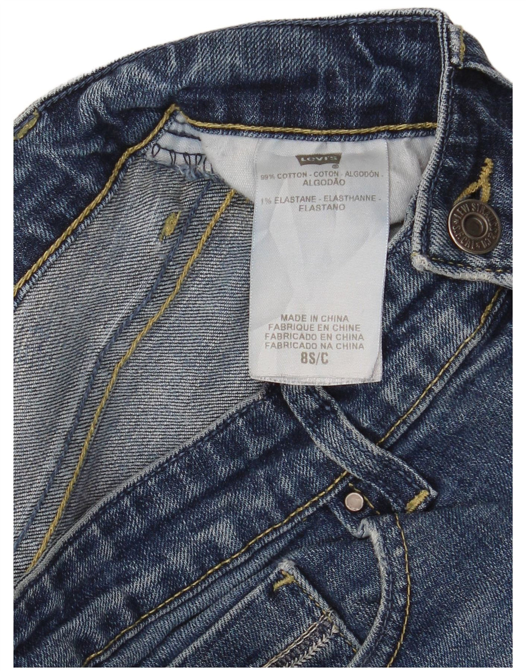 Blugi slim pentru femei Levi's cu talie medie US 8 Medium W28 L28 Bumbac albastru