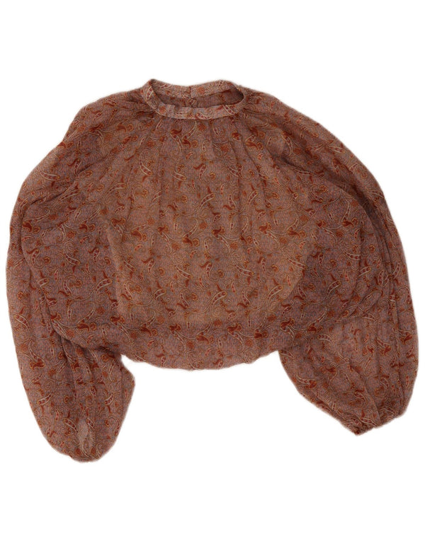 Bluză scurtă cu mânecă lungă pentru femei Zara UK 10 Small Brown Paisley