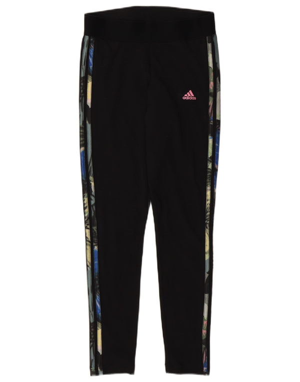 Leggings grafic ADIDAS pentru femei UK 8/10 Small Black Floral