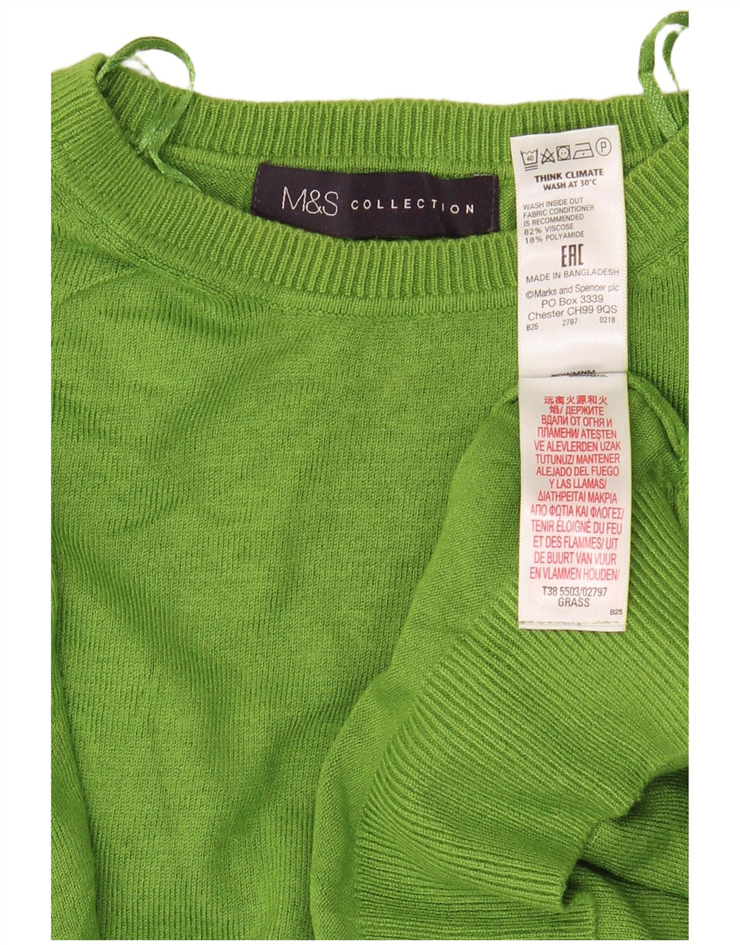 Pulover pentru femei Marks & Spencer cu decolteu triplu UK 14 verde mediu