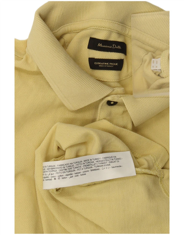 Tricou polo Massimo Dutti pentru bărbați din bumbac galben mediu