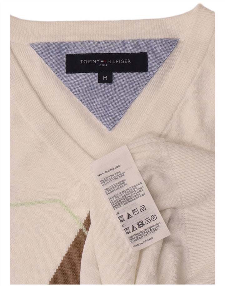Vestă Tommy Hilfiger pentru bărbați, din bumbac alb mediu Argyle/Diamond