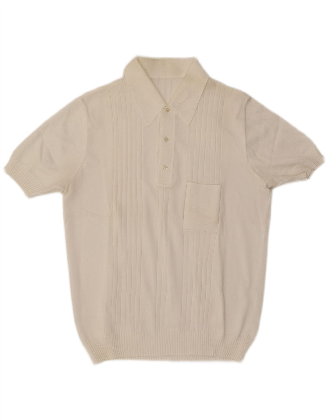 Pulover vintage pentru bărbați, cu mânecă scurtă, cu gât polo, alb mediu