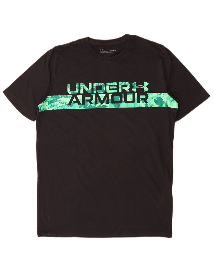 Tricou grafic Under Armour pentru bărbați Top mediu din bumbac negru