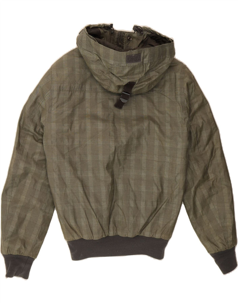 SCHOTT Mens Hooded Padded Bomber Jacket UK 36 Small Green Check Cotton Vintage Schott and Second-Hand Schott from Messina Hembry 