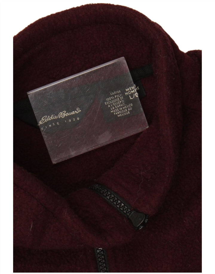 Pulover pentru bărbați Eddie Bauer, cu fermoar și gât, din lână, mare, din poliester burgundă
