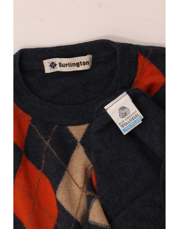 Pulover Burlington pentru bărbați cu gât roșu IT 48 Medium Bleumarin