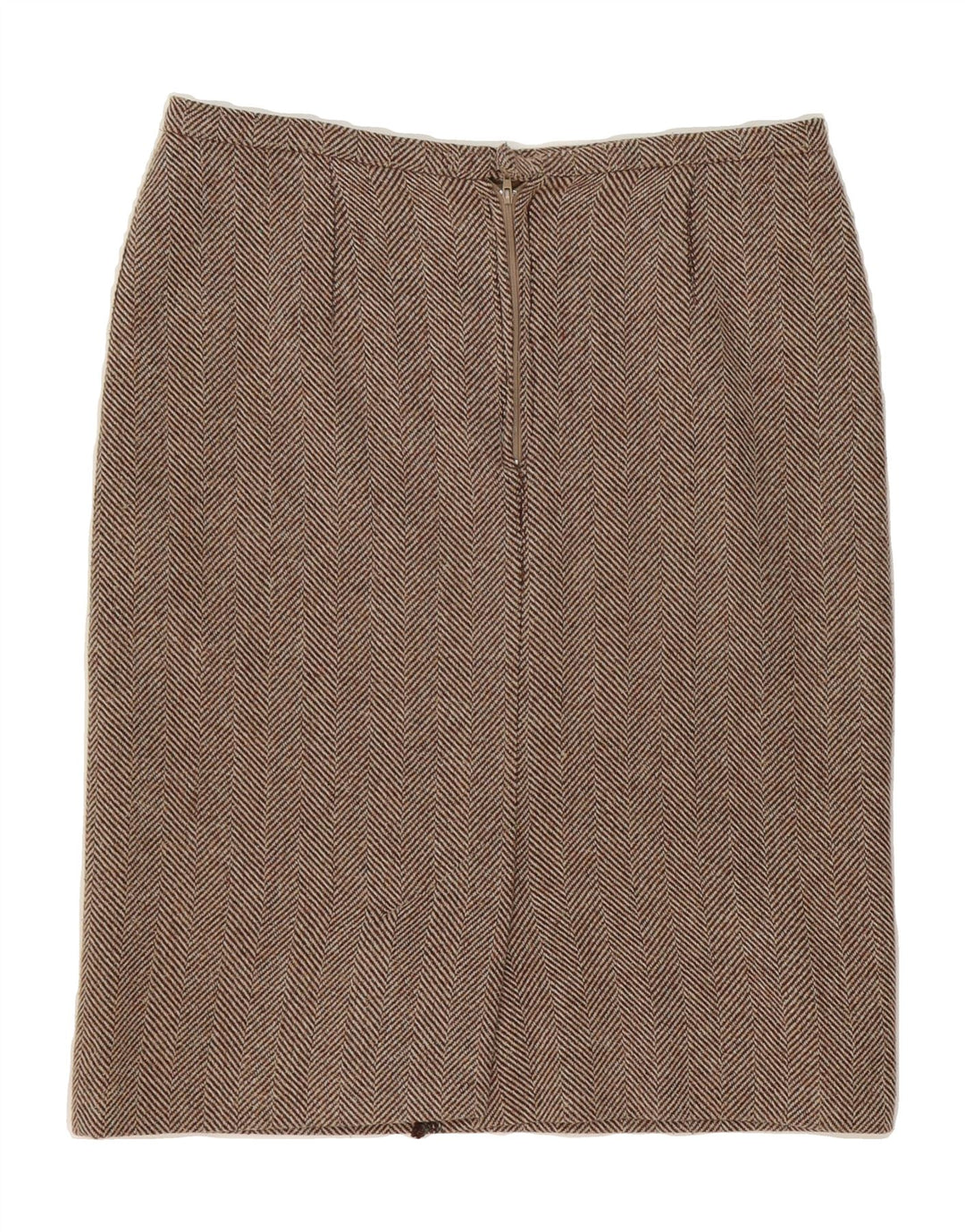 VINTAGE Womens Pencil Skirt W34 Large Brown Herringbone Vintage Vintage and Second-Hand Vintage from Messina Hembry 