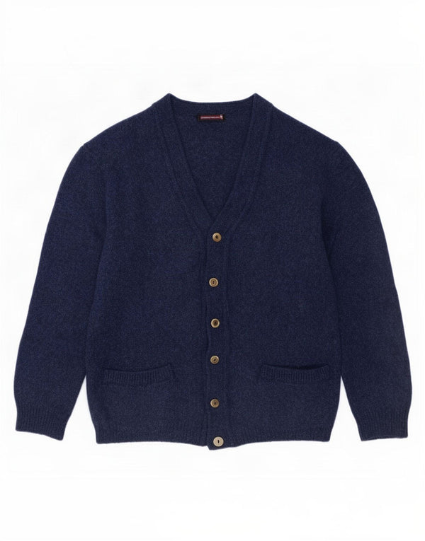 Pulover Cardigan Vintage pentru bărbați, Lână Nouă, Albastru Marin mediu