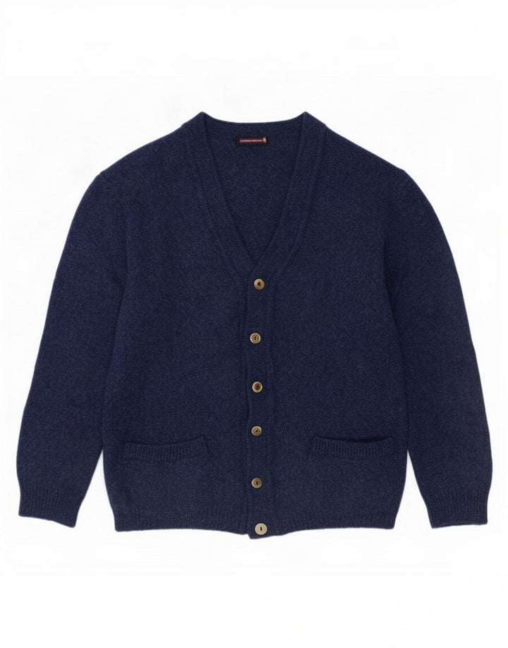Pulover Cardigan Vintage pentru bărbați, Lână Nouă, Albastru Marin mediu
