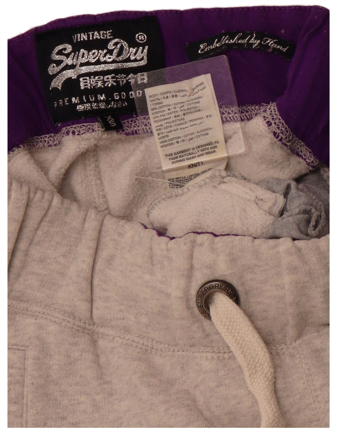 SUPERDRY Pantaloni de trening grafic pentru femei Joggeri UK 4 XS Bumbac gri