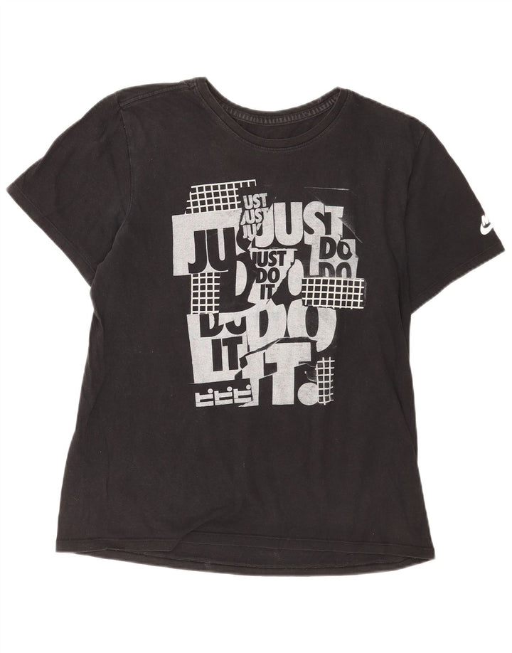 Tricou grafic Nike pentru bărbați, cu croială atletică, top mediu din bumbac negru