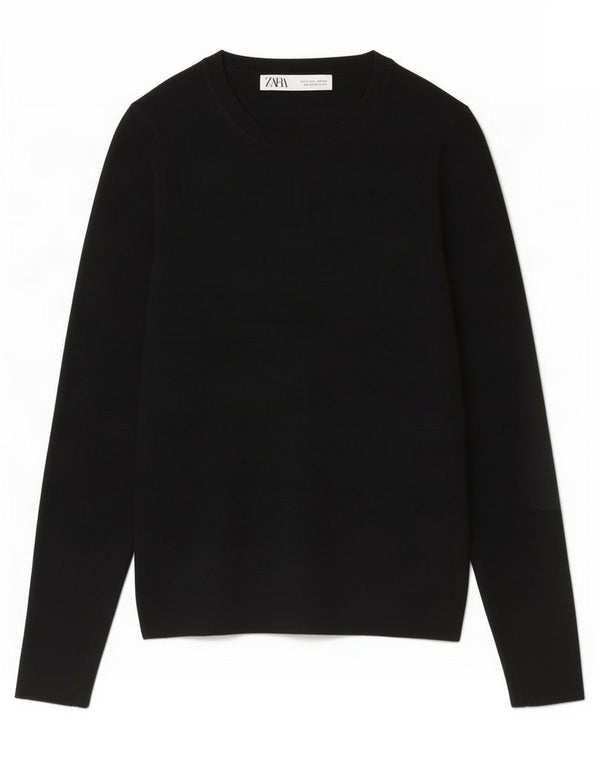 Crop Top pentru femei Zara cu mânecă lungă UK 14 mare, negru, viscoză