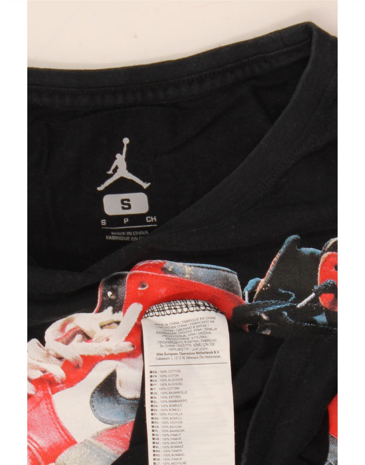 Top grafic pentru bărbați Jordan cu mânecă lungă, bumbac negru mic