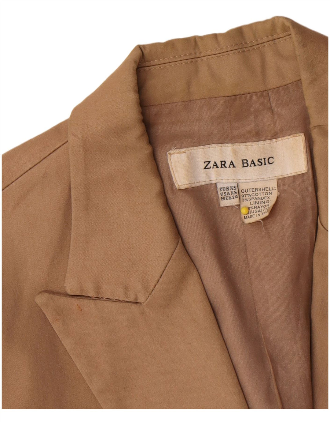 Jachetă Blazer Femei Zara 1 Buton UK 6 XS Bumbac maro