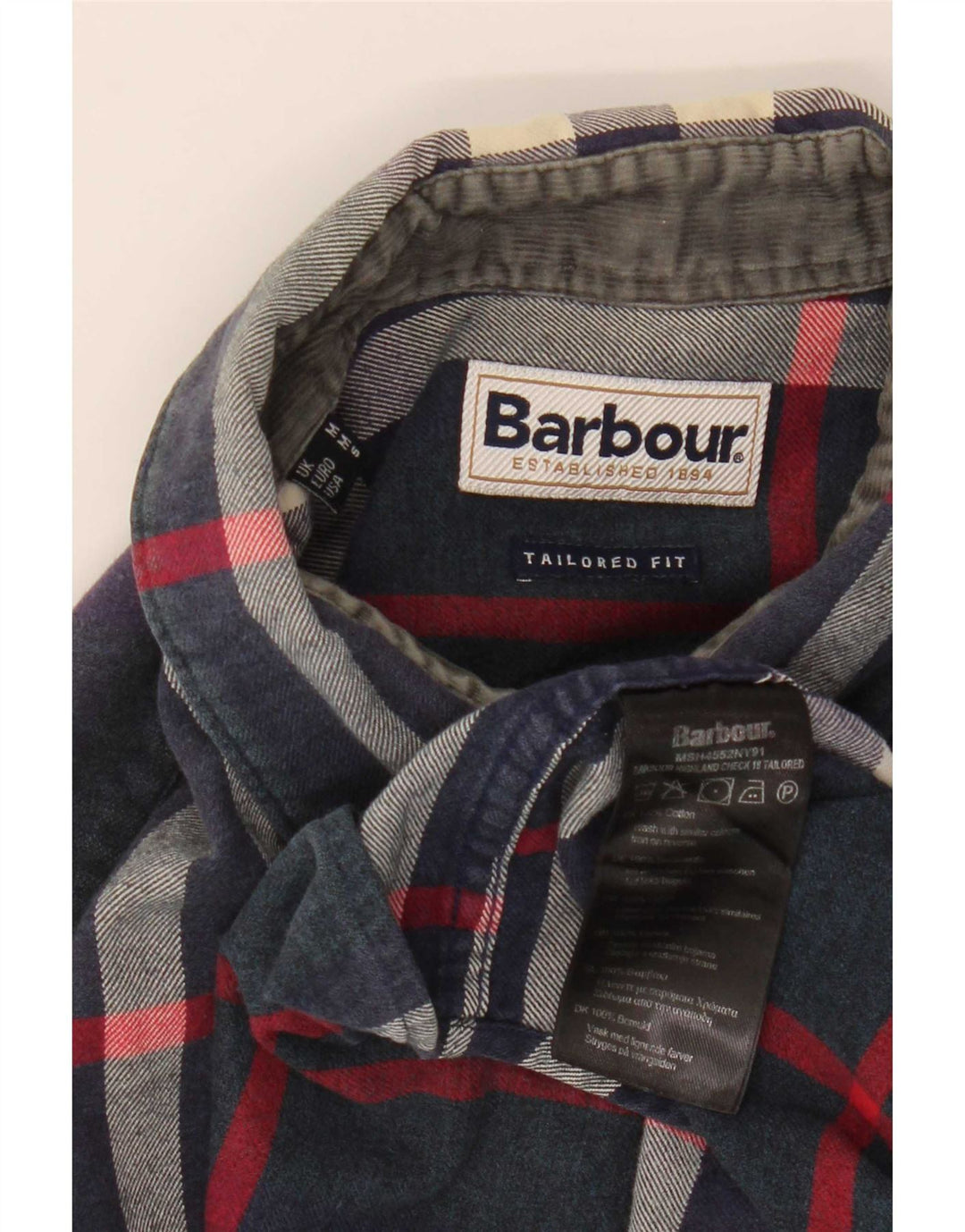 Cămașă de flanel pentru bărbați Barbour, croită, din bumbac carouri, albastru bleumarin