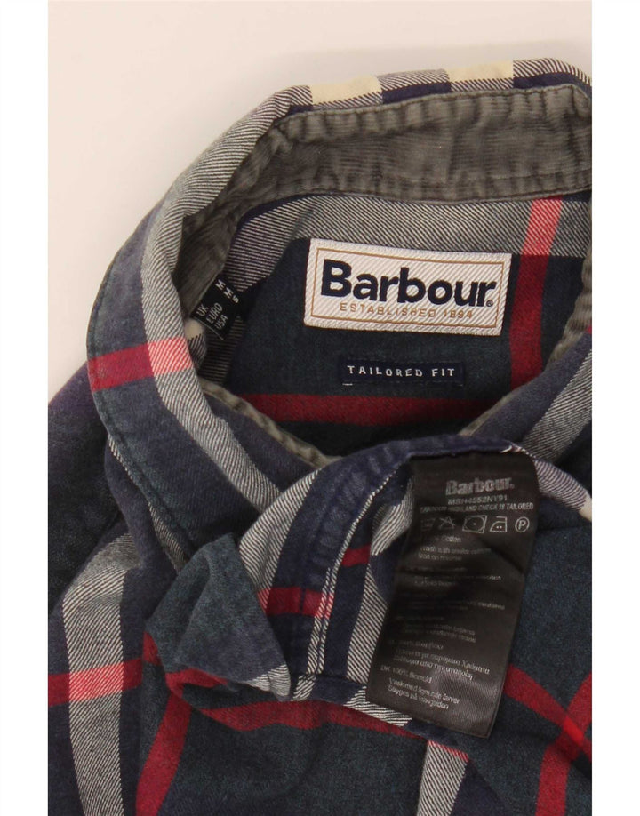 Cămașă de flanel pentru bărbați Barbour, croită, din bumbac carouri, albastru bleumarin