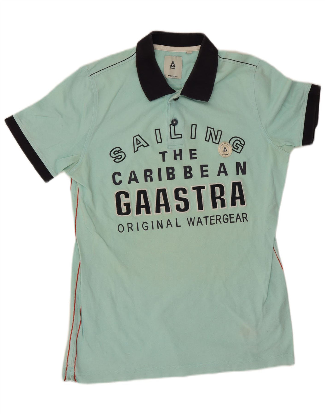Tricou polo cu grafică Gaastra pentru bărbați, bumbac color bloc albastru mediu