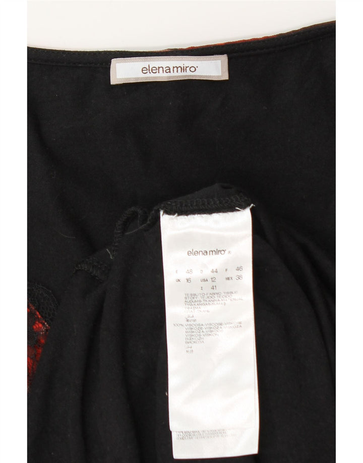 ELENA MIRO Bluză cu mâneci 3/4 pentru femei UK 16 mare, roșu, viscoză florală