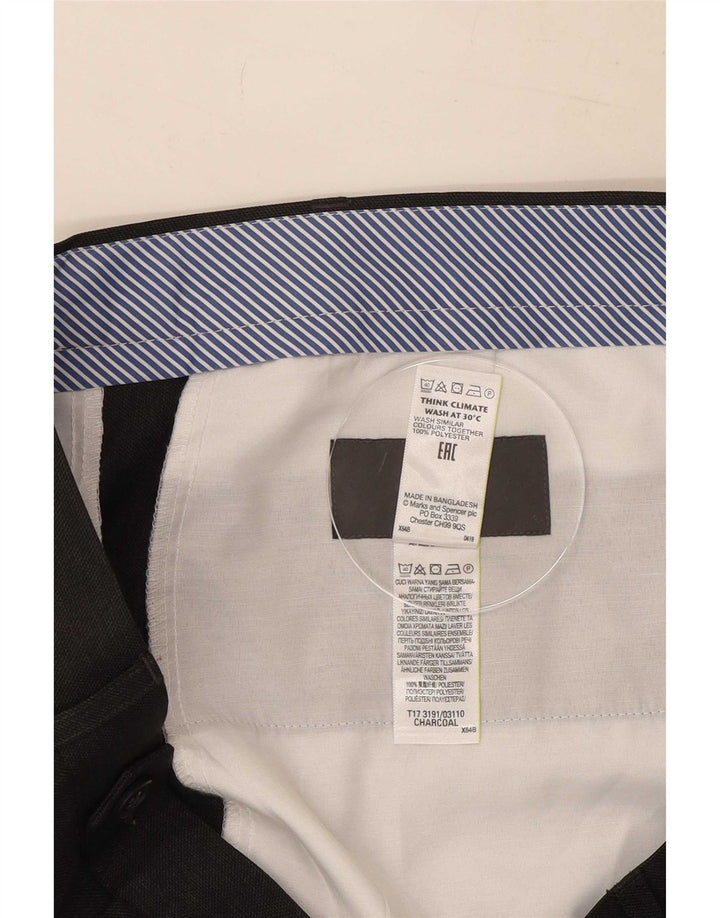 Marks & Spencer Pantaloni de costum obișnuiți pentru bărbați L38 L29 Gri Poliester
