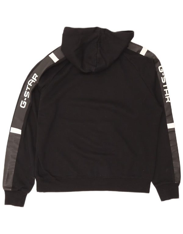 G-Star Mens Graphic Hoodie Jumper Large Black Colourblock Cotton