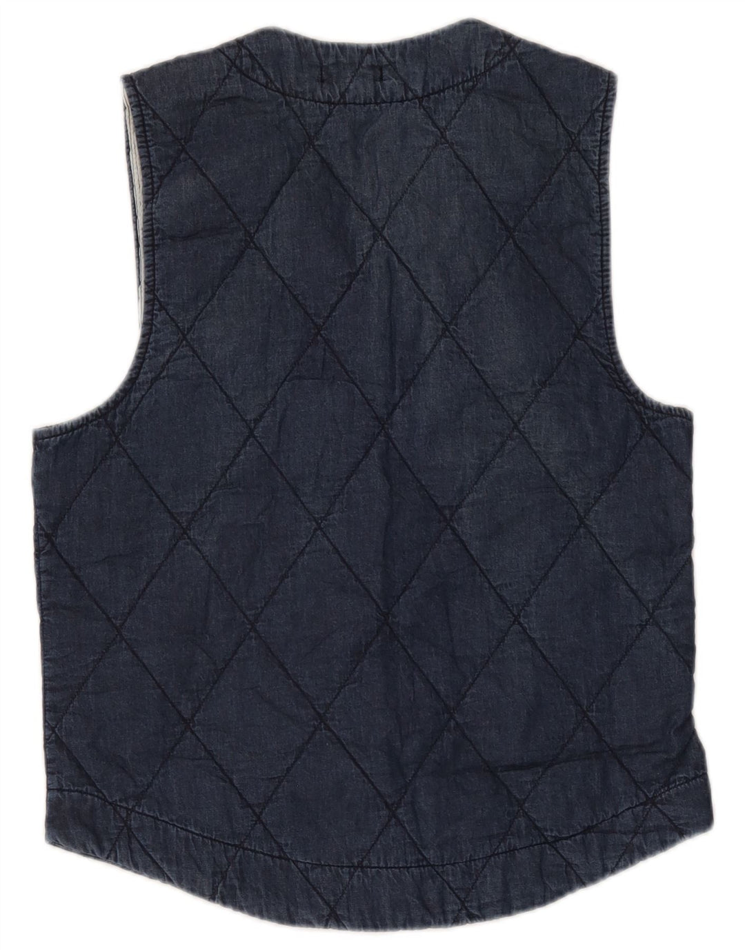 Gilet matlasat Vintage pentru femei UK 12 Medium Bluemarin Bumbac