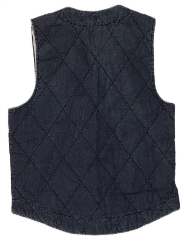Gilet matlasat Vintage pentru femei UK 12 Medium Bluemarin Bumbac