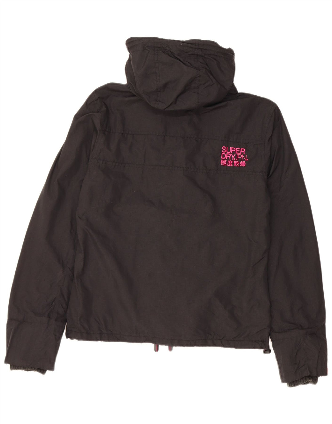 Jachetă Windbreaker pentru femei cu glugă Superdry UK 14 Medium Black Nylon