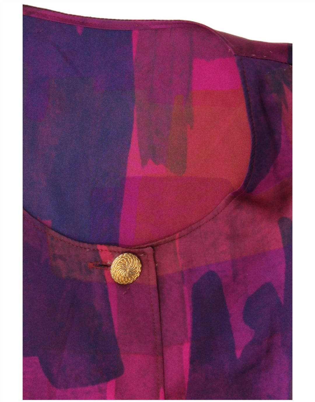 Bluză cămașă cu mâneci 3/4 pentru femei VINTAGE, cu model abstract, UK 18 XL, violet