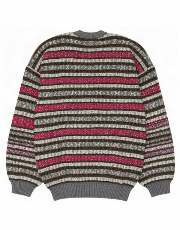 Pulover vintage pentru bărbați cu decolteu rotund, lână Fair Isle, multicoloră, medie