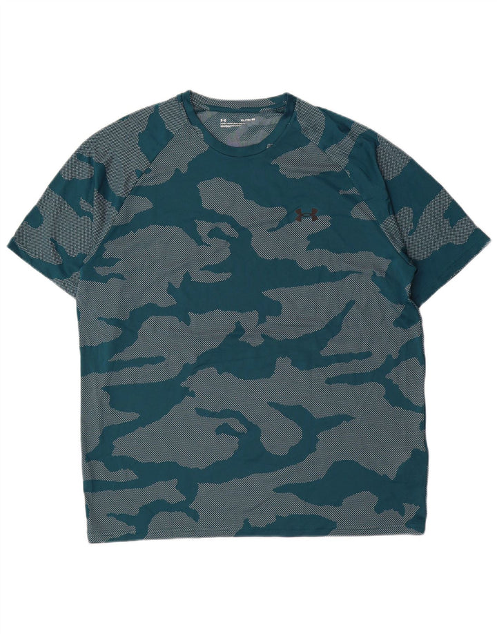 UNDER ARMOUR Mens T-Shirt Top XL Green Camouflage Polyester