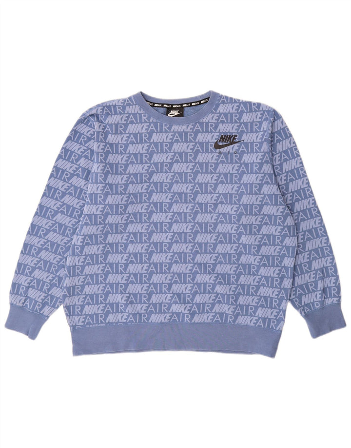 Pulover supradimensionat NIKE Graphic pentru femei UK 14 Bumbac albastru mediu