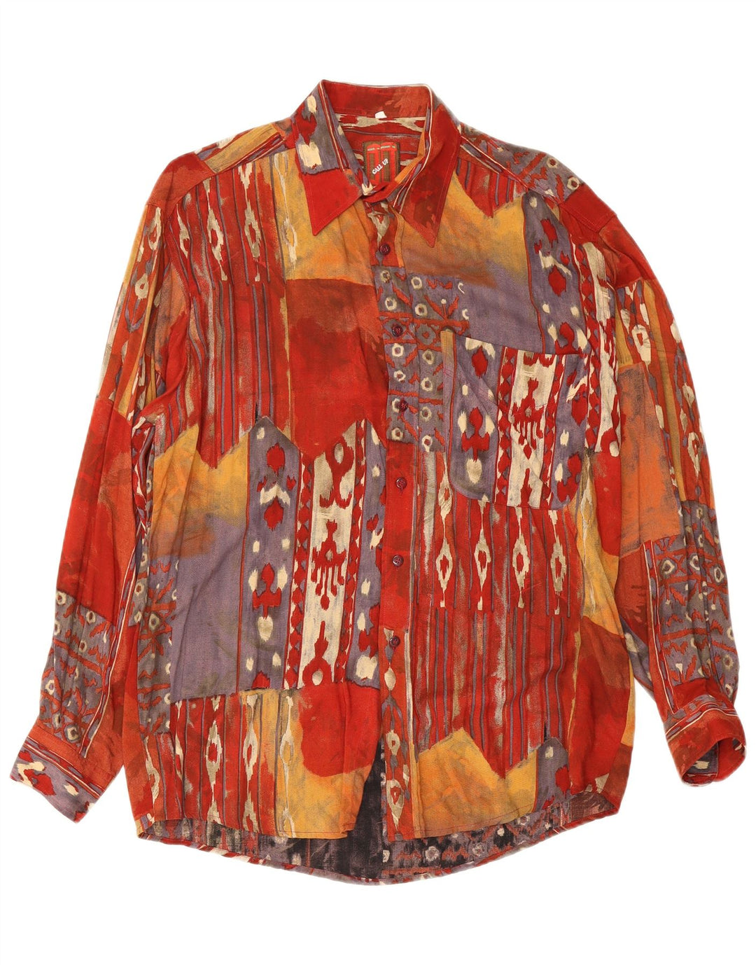 Cămașă Vintage pentru bărbați cu model abstract, viscoză medie multicoloră