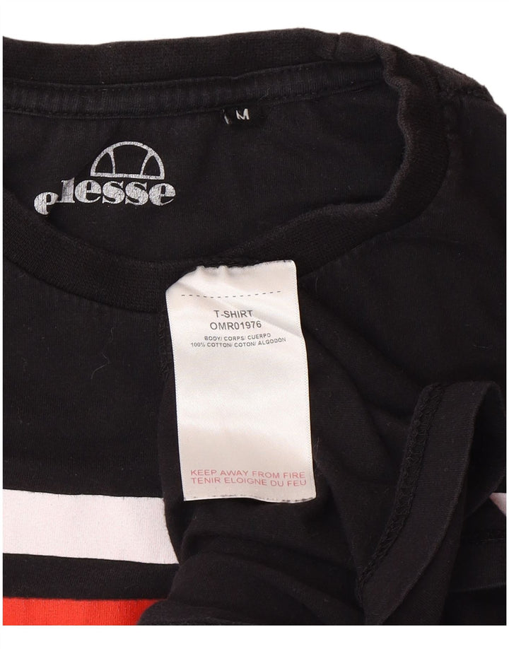 Tricou cu grafică pentru bărbați Ellesse Top mediu negru din bumbac color bloc