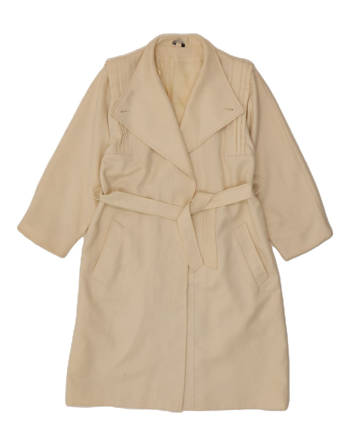 VINTAGE Womens Overcoat UK 12 Medium  Beige New Wool Vintage Vintage and Second-Hand Vintage from Messina Hembry 