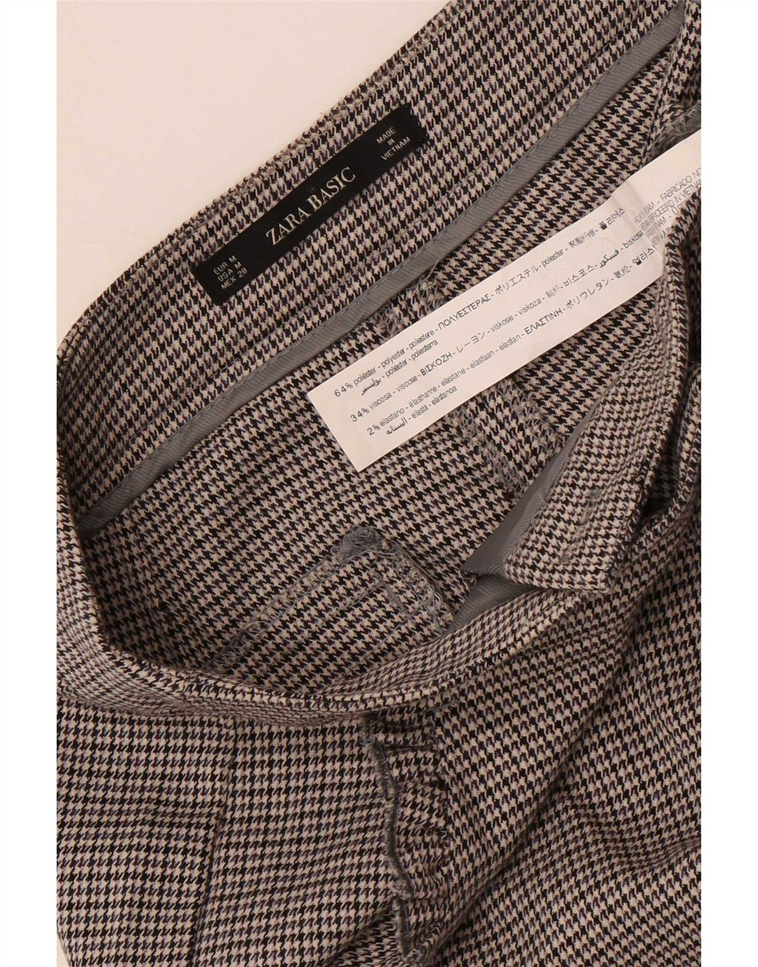 Pantaloni chino subțiri pentru femei Zara Mediu L28 L27 Poliester cu picior de găină gri