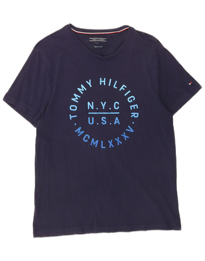 Tricou grafic pentru bărbați Tommy Hilfiger Top Mediu Bleumarin